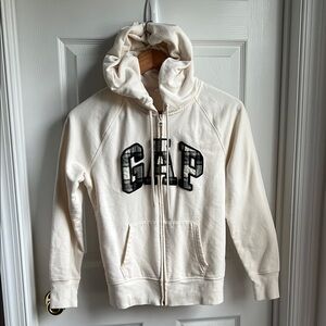 GAP Factory Cream Zip-Up Hoodie Jacket with Fleece Lining Women’s Size Small